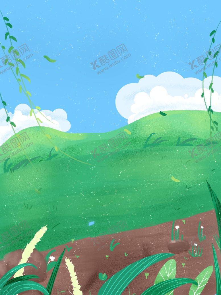 编号：97424709091022372237【酷图网】源文件下载-卡通海洋沙滩草地天空池塘背景
