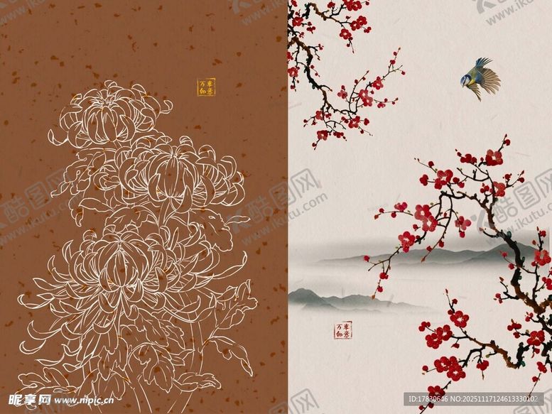 编号：65875111202107004024【酷图网】源文件下载-中式花鸟图雅致古韵风