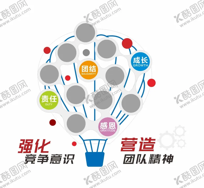 编号：64528709190449092849【酷图网】源文件下载-热气球企业文化墙照片墙员工风采