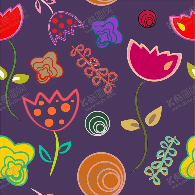 编号：50907909091046325435【酷图网】源文件下载-多彩花卉图案背景设计