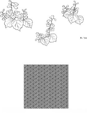日本线描植物花卉矢量素材
