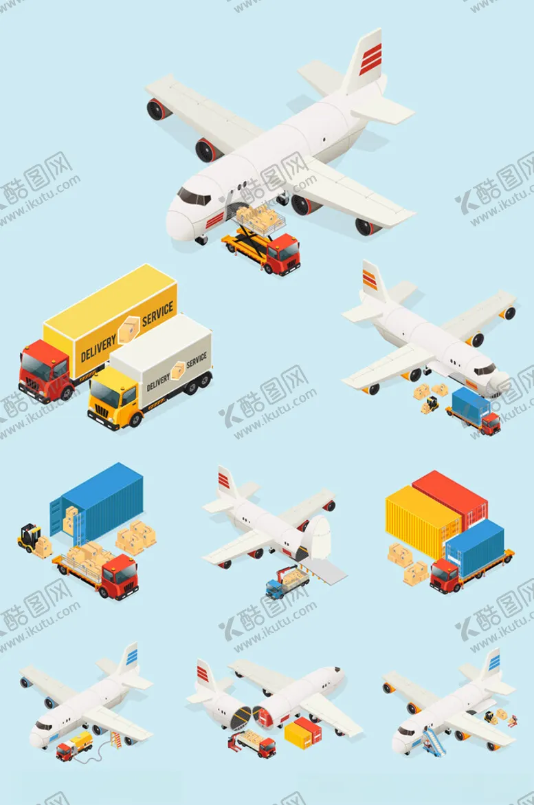 编号：42396002270433073884【酷图网】源文件下载-物流等距卡通插画