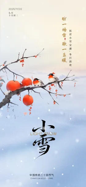 小雪节气柿子海报