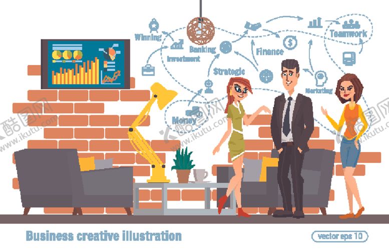 编号：48439410312348454806【酷图网】源文件下载-扁平化工作场景与人物
