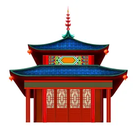 手绘古建筑
