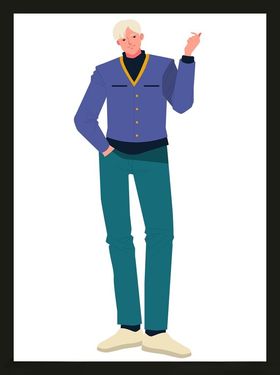 手绘男人男孩动画卡通