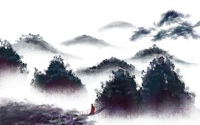 中式山水画墨墨设计大幅