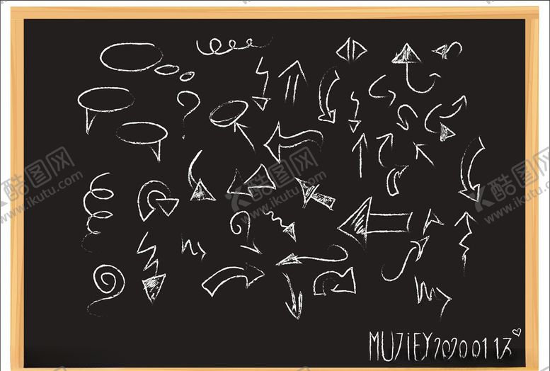 编号：24126909251504326158【酷图网】源文件下载-手绘箭头标识黑板画