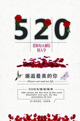 情人节海报七夕微信快乐浪漫促销