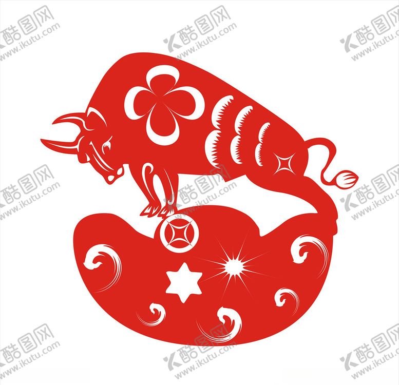 编号：85327110050924496354【酷图网】源文件下载-剪纸牛