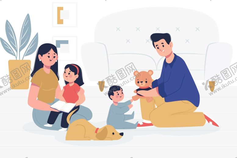 编号：93522007091830346866【酷图网】源文件下载-温馨家庭亲子教育插画设计