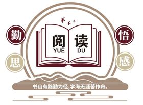 矢量图书馆阅读室校园文化墙