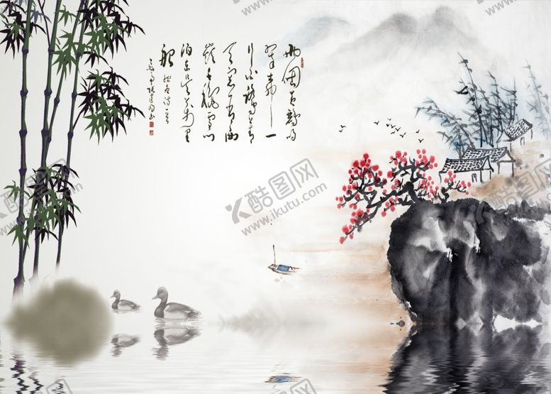 编号：42990409210034333447【酷图网】源文件下载-中国风竹子水墨画竹林风背景