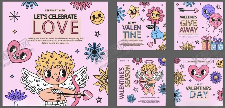 编号：41731109292151523069【酷图网】源文件下载-可爱卡通情人节插画设计