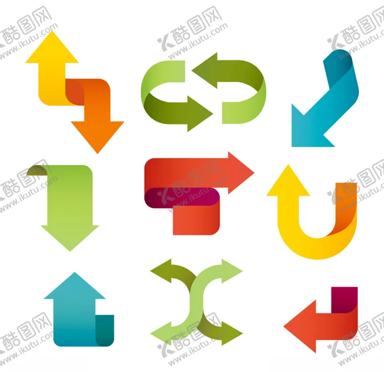 编号：55226809090416493090【酷图网】源文件下载-矢量彩色动感箭头