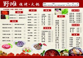火锅菜单展示点菜单