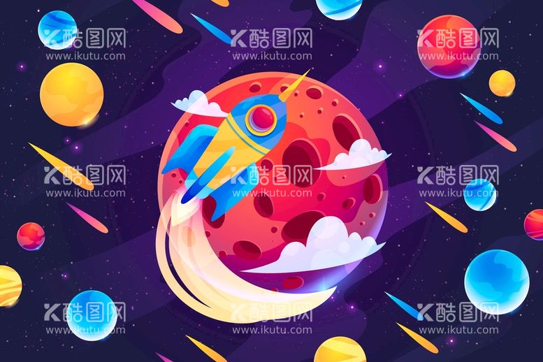 编号：40715309211634083450【酷图网】源文件下载-星球火箭背景