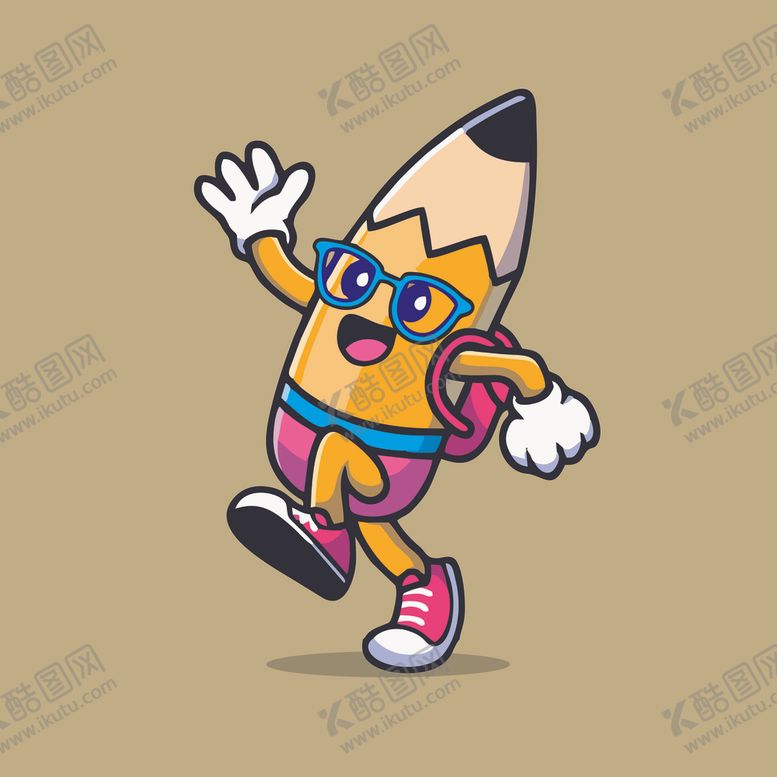 编号：55623502021439183903【酷图网】源文件下载-可爱笔头人矢量卡通画儿童插画