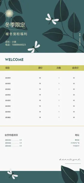 美业美容价格表活动宣传海报