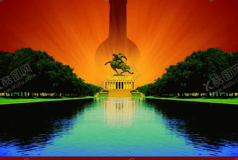 编号：55630509252214245742【酷图网】源文件下载-中国风大气雕塑山水创意宣传海报