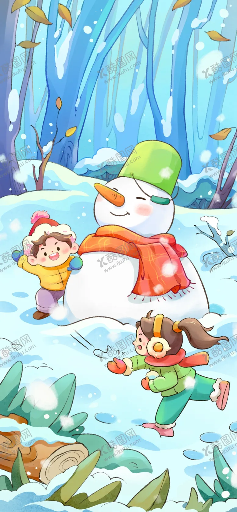 编号：73733101271134348264【酷图网】源文件下载-冬季下雪打雪仗雪人森林