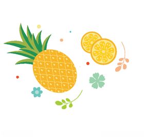 黄色立体美味菠萝水果促销海报