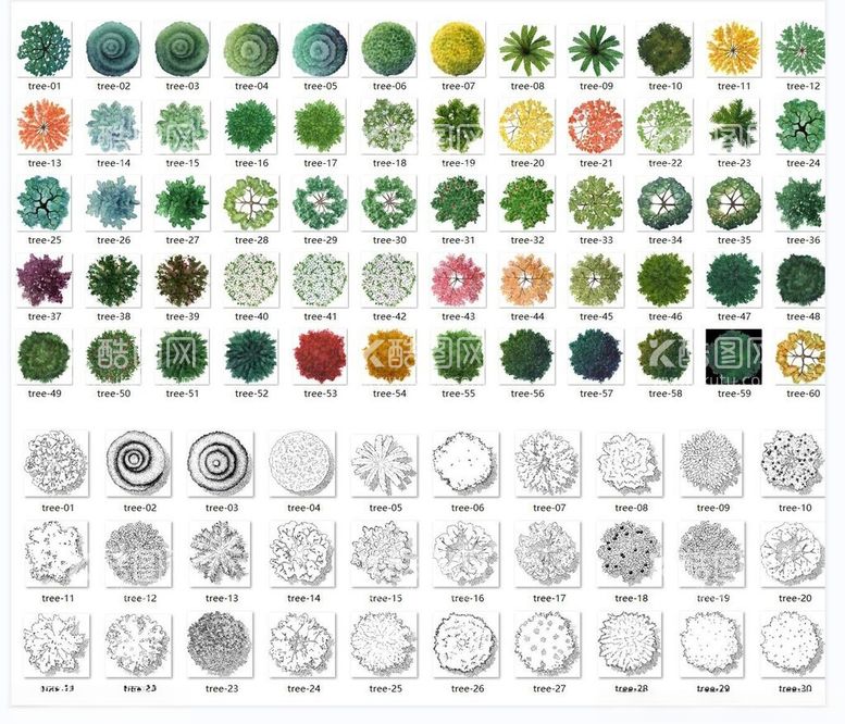 编号：84688412200520159411【酷图网】源文件下载-园林配景绿植水墨风格