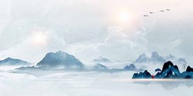 中国风展板水墨山水背景