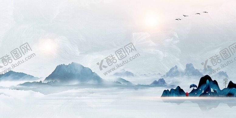 编号：21849411151910569235【酷图网】源文件下载-中国风展板水墨山水背景