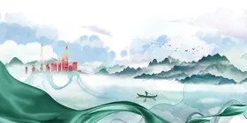 中国风背景创意唯美山水画