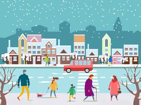 冬日小镇欢乐雪景