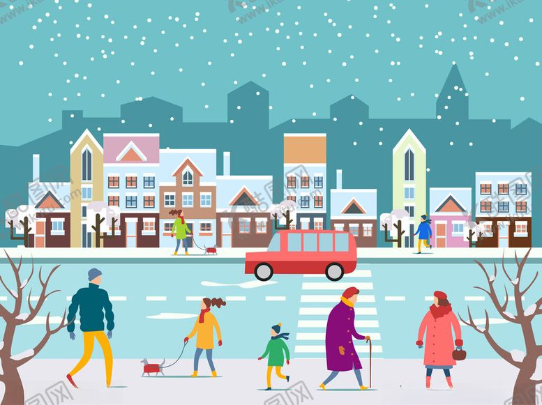编号：82089611192156356109【酷图网】源文件下载-冬日小镇欢乐雪景