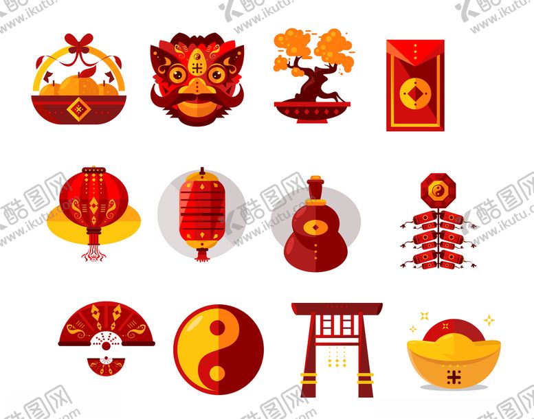 编号：92645009171220266988【酷图网】源文件下载-新年元素节日元素喜庆标识