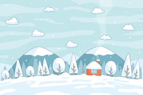 冬天背景风地形冰雪地卡通
