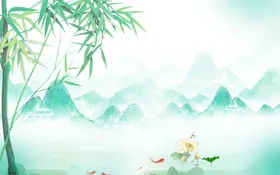 水墨山水背景墙飞鸟抽象