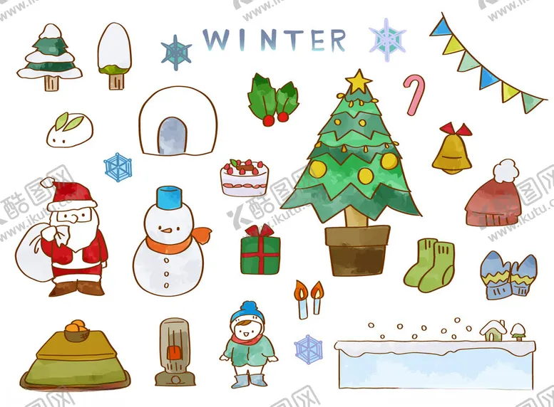 编号：28139410050304026957【酷图网】源文件下载-冬季圣诞元素矢量插画