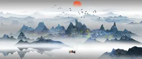 水墨山水画装饰画背景墙