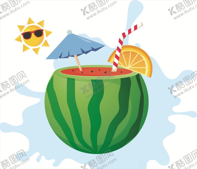 编号：15920810060209155836【酷图网】源文件下载-夏日西瓜矢量图