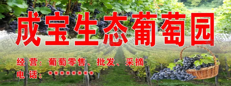 编号：91505306161334507172【酷图网】源文件下载-生太葡萄园广告招牌
