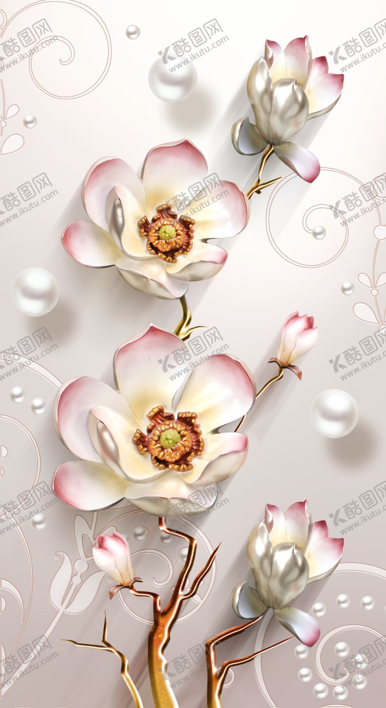 编号：78272010070106544987【酷图网】源文件下载-3D立体花卉玄关画