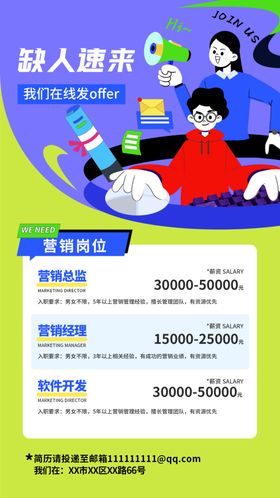 卡通手绘招聘宣传海报