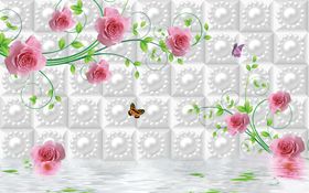 珠宝玫瑰花藤背景墙