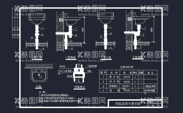 编号：01834910110147598957【酷图网】源文件下载-洗脸盆排水