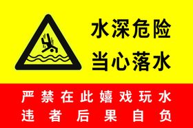 当心落水水深危险水池警示牌