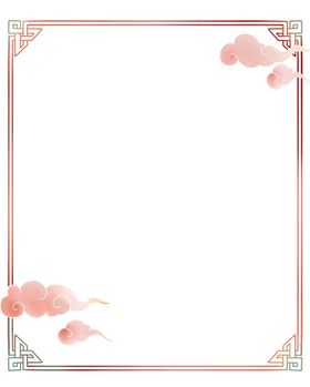 中国风边框山水底纹花素材金属