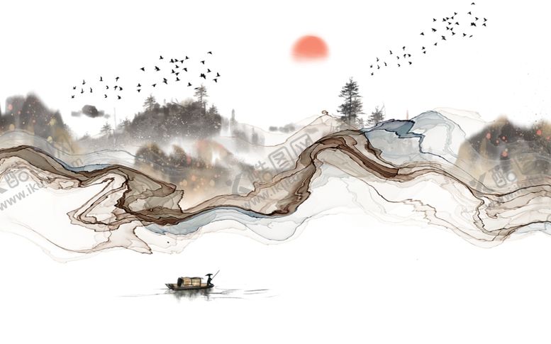 编号：28790009220301312602【酷图网】源文件下载-水墨山水背景墙