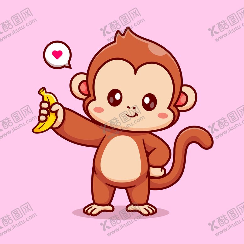 编号：06238509190341216902【酷图网】源文件下载-可爱卡通动物小猴子素材插画