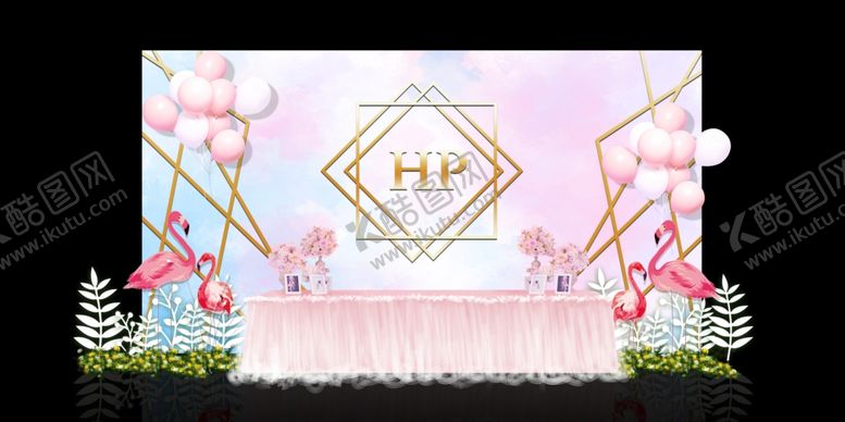 编号：18555510292049131634【酷图网】源文件下载-粉色浪漫气球婚礼效果图