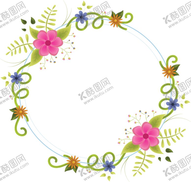 编号：28992807060200424002【酷图网】源文件下载-水彩花环素材花环素材彩色花