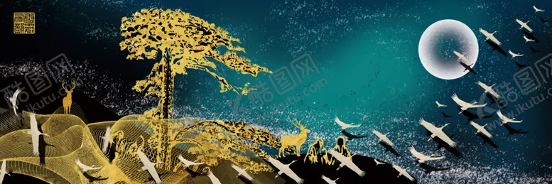 编号：32614006250441595248【酷图网】源文件下载-麋鹿晶瓷画
